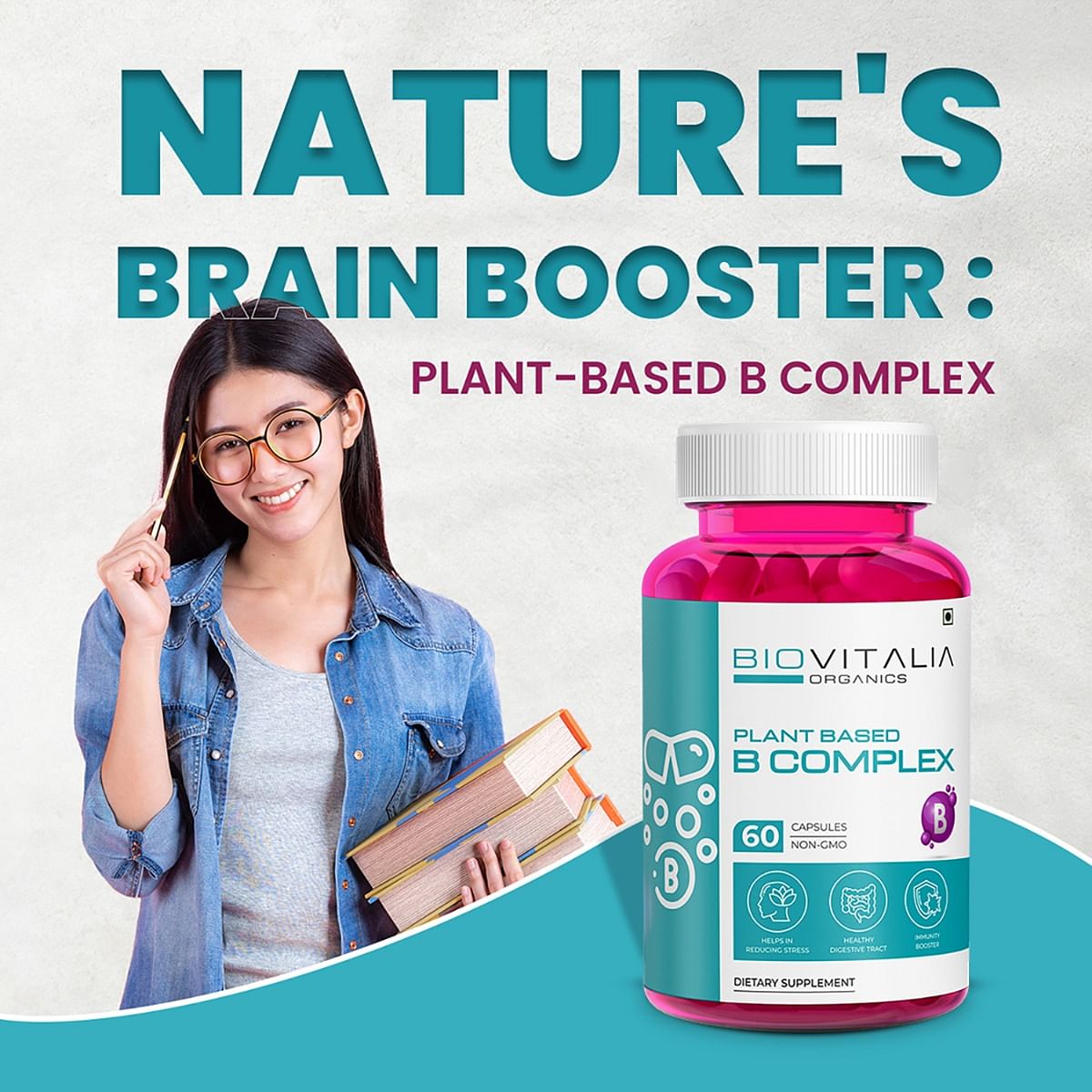 BIOVITALIA ORGANICS Plant Based B-Complex | Helps In Reducing Stress ...