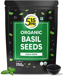 5:15PM Basil Seeds| 100% Organic Raw Basil Seeds |Tukmaria Seeds| Sabja Seeds for Eating|Falooda Seeds – 250g