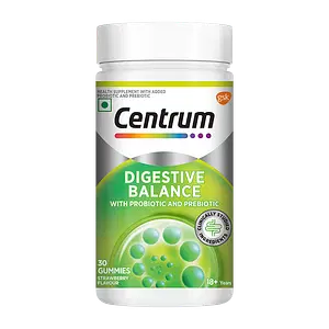 Centrum Digestive Balance - 30 Gummies| Probiotic & Prebiotic support Healthy Digestion & Optimum Gut Health (100% Veg) 