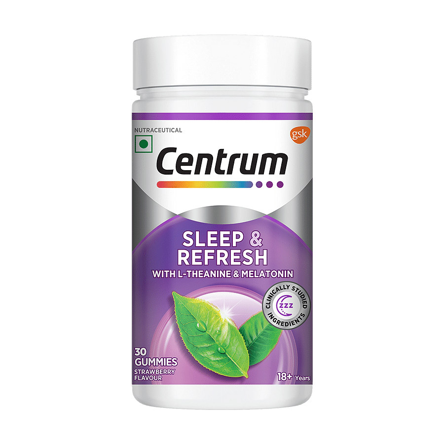 

Centrum Sleep & Refresh - 30 Gummies|Melatonin, L-Theanine, Vitamin B3,B6 support Restful Sleep & Relief from Stress(100% Veg)