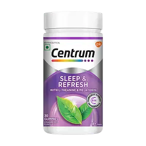 Centrum Sleep & Refresh - 30 Gummies|Melatonin, L-Theanine, Vitamin B3,B6 support Restful Sleep & Relief from Stress(100% Veg)