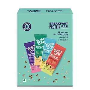 yogabar Variety Pack Breakfast Bars Pack of 6 Daily Protein Snack | High Energy & Nutrition Bars | 8g Protein & 7g Fibre Protein Bars Energy Bars | 100%Vegan & No Preservatives