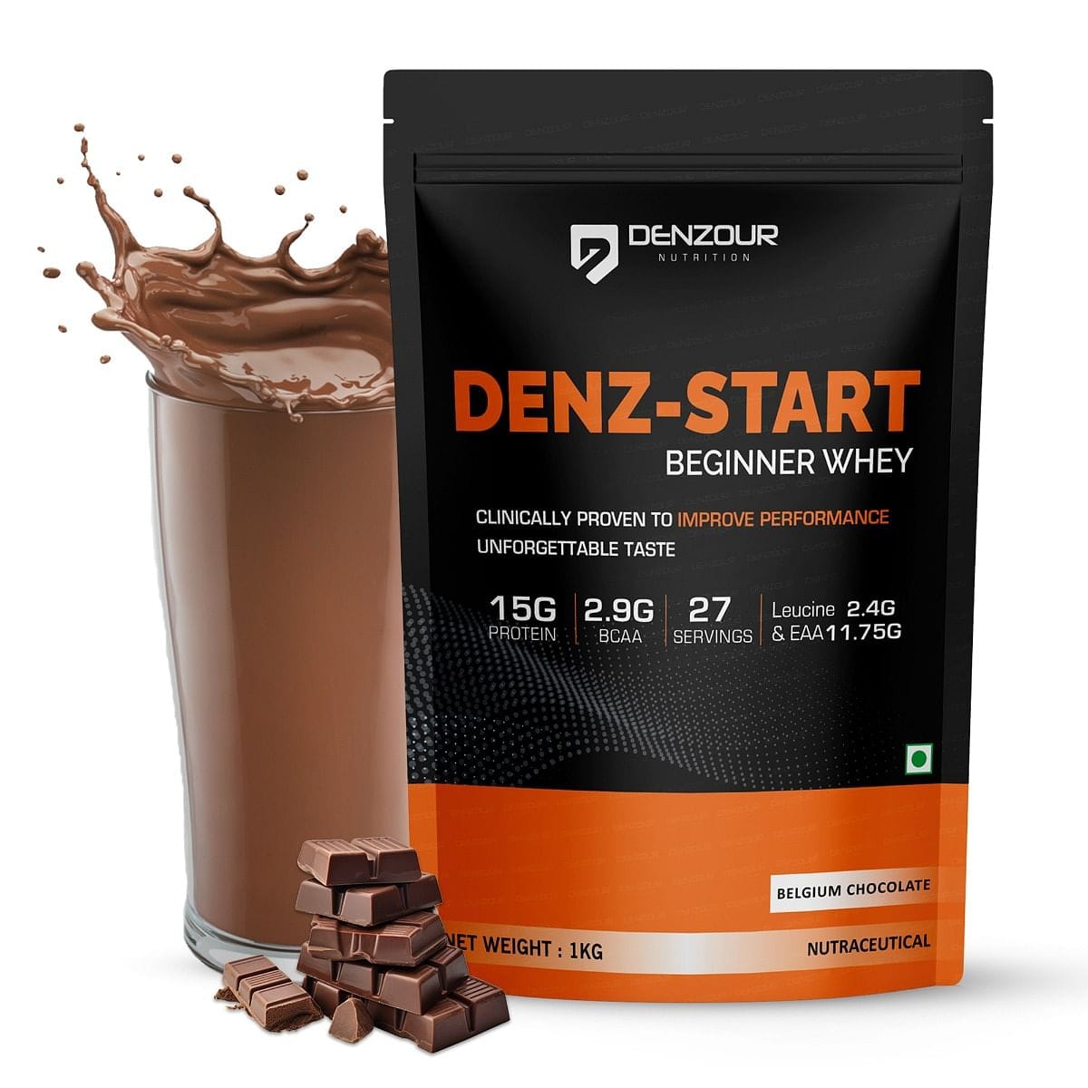 Denzour Nutrition Denz-Start Whey Protein for Beginners with 15g Protein & 2.9g BCAA to Improve Performance & Faster Muscle Recovery 1Kg-image-27