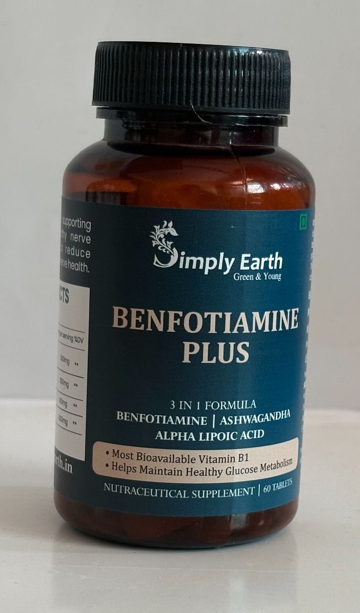 

Simply Earth Benfotiamine+ 600mg with Ashwagandha & Alpha Lipoic Acid - Helps Maintain Blood Sugar Levels Supplement - Promotes Nerve Health & Meta...