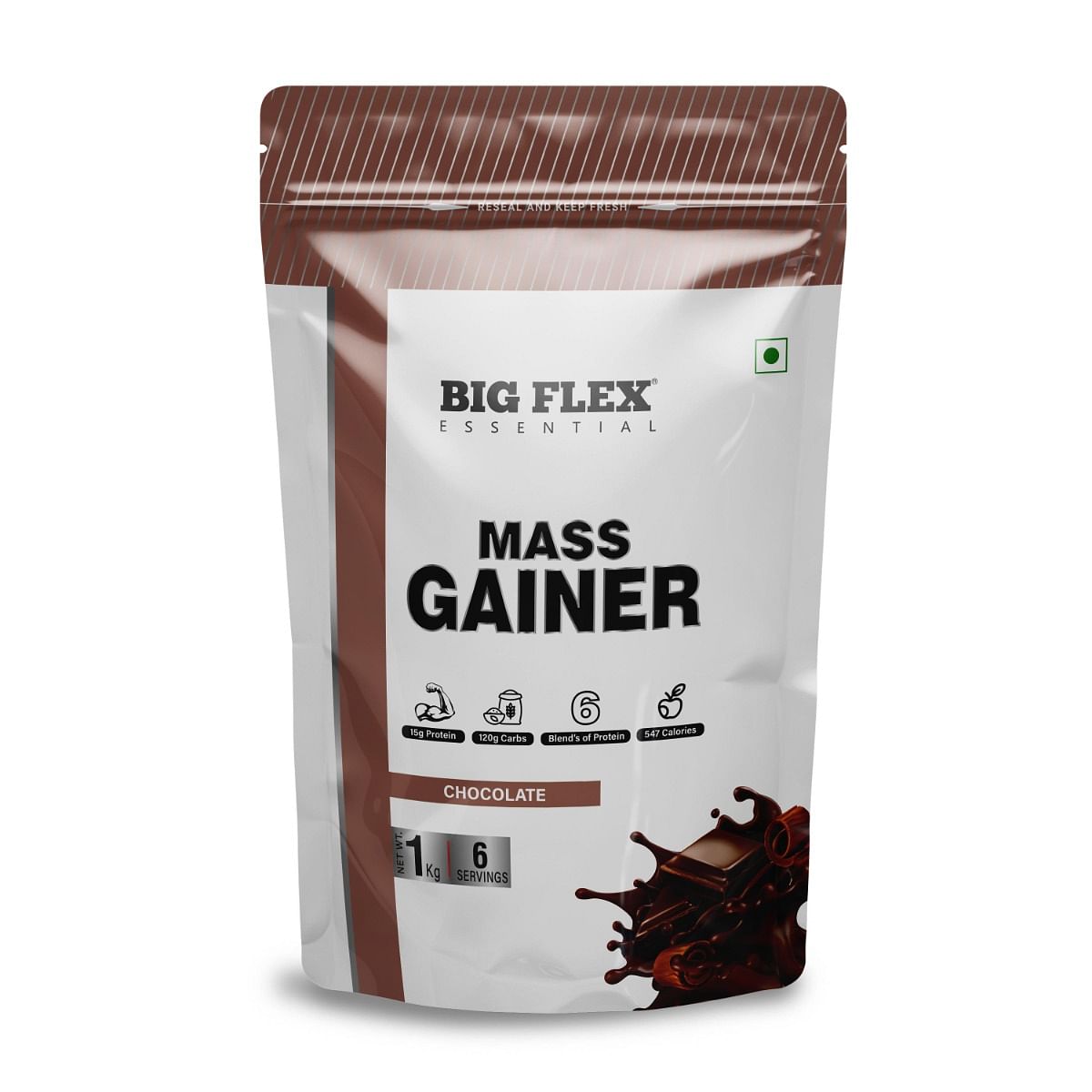 

Bigflex Essential Mass Gainer (Chocolate) - Pouch ( 1Kg )