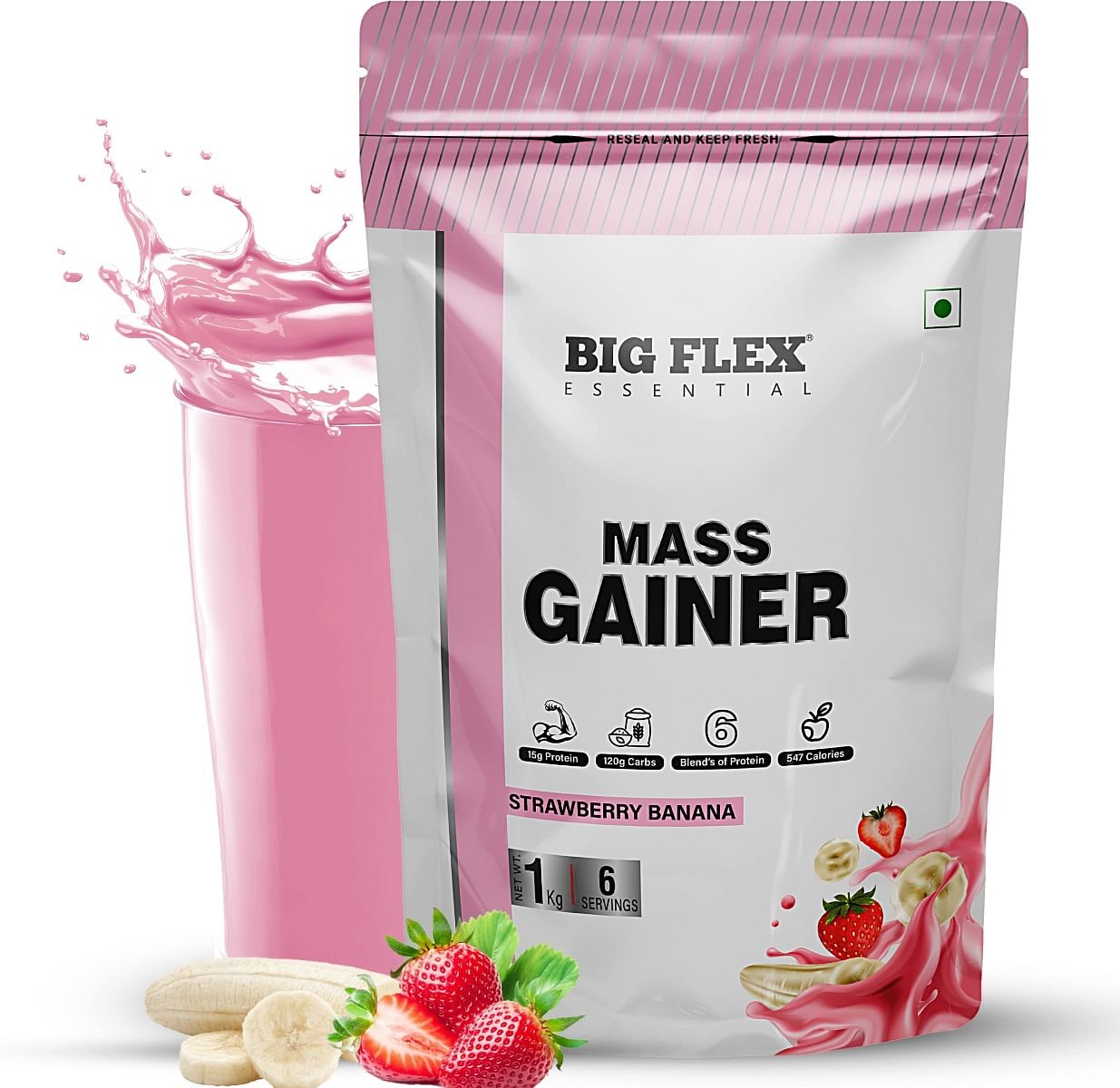 

Bigflex Essential Mass Gainer (Strawberry - Banana) - Pouch ( 1Kg )