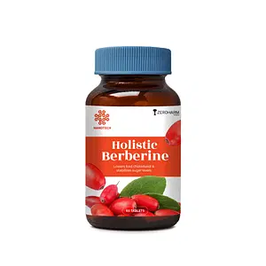 ZEROHARM Holistic Berberine tablets | Berberine extract supplement|Plant based | Balances sugar levels | Supports glucose metabolism | Supports cardiovascular health|Healthy overall cholesterol levels |Manages weight|Fights fatty liver|60 veg tablets