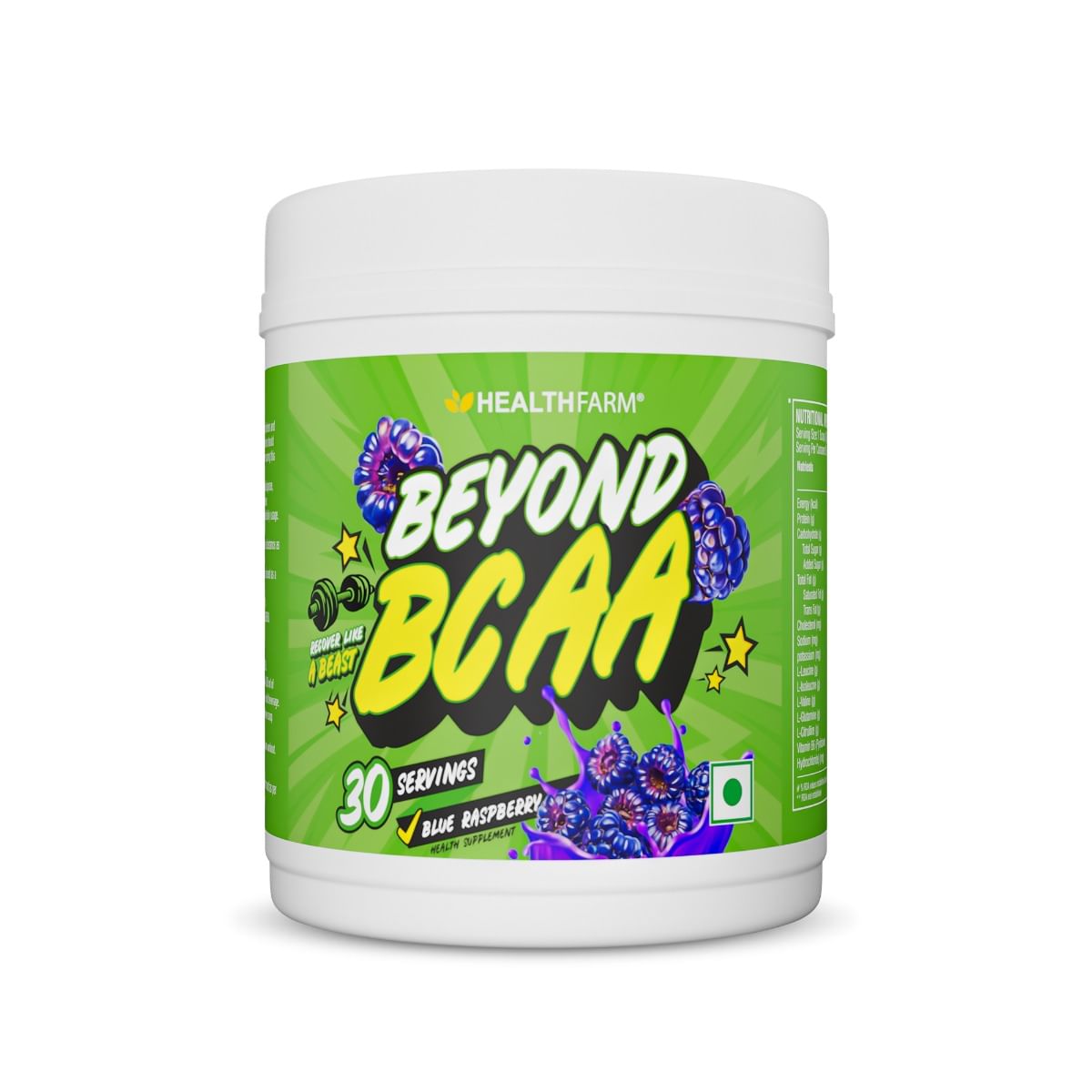 

HEALTHFARM Beyond BCAA 30 Servings for Muscle Recovery & Performance Pre Workout (360 g, Blue Raspberry)