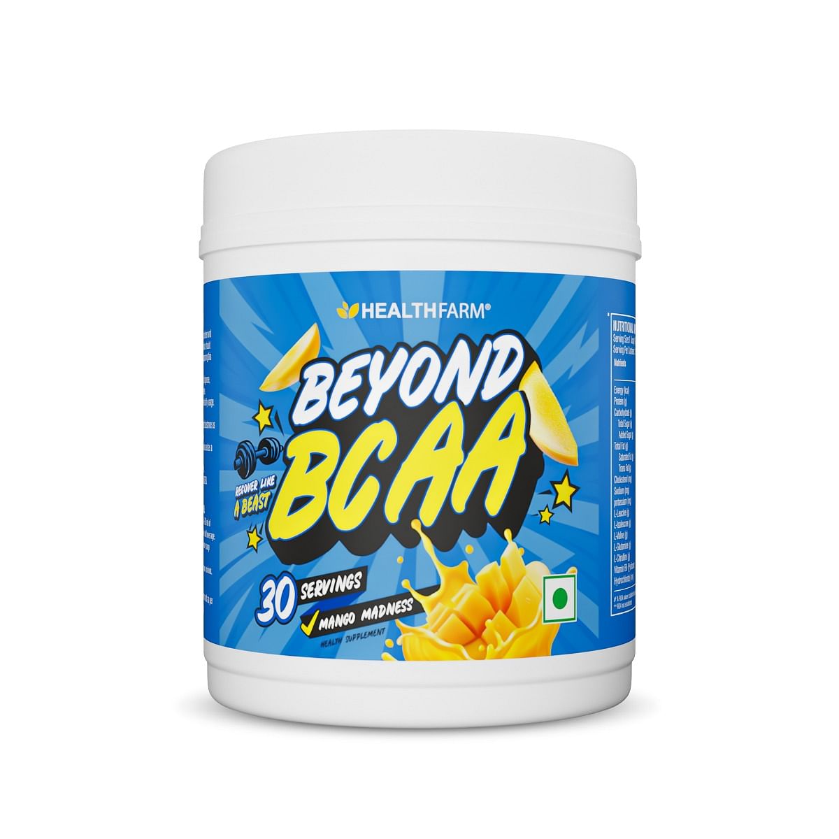 

HEALTHFARM Beyond BCAA 30 Servings for Muscle Recovery & Performance Pre Workout (360 g, Mango Madness)