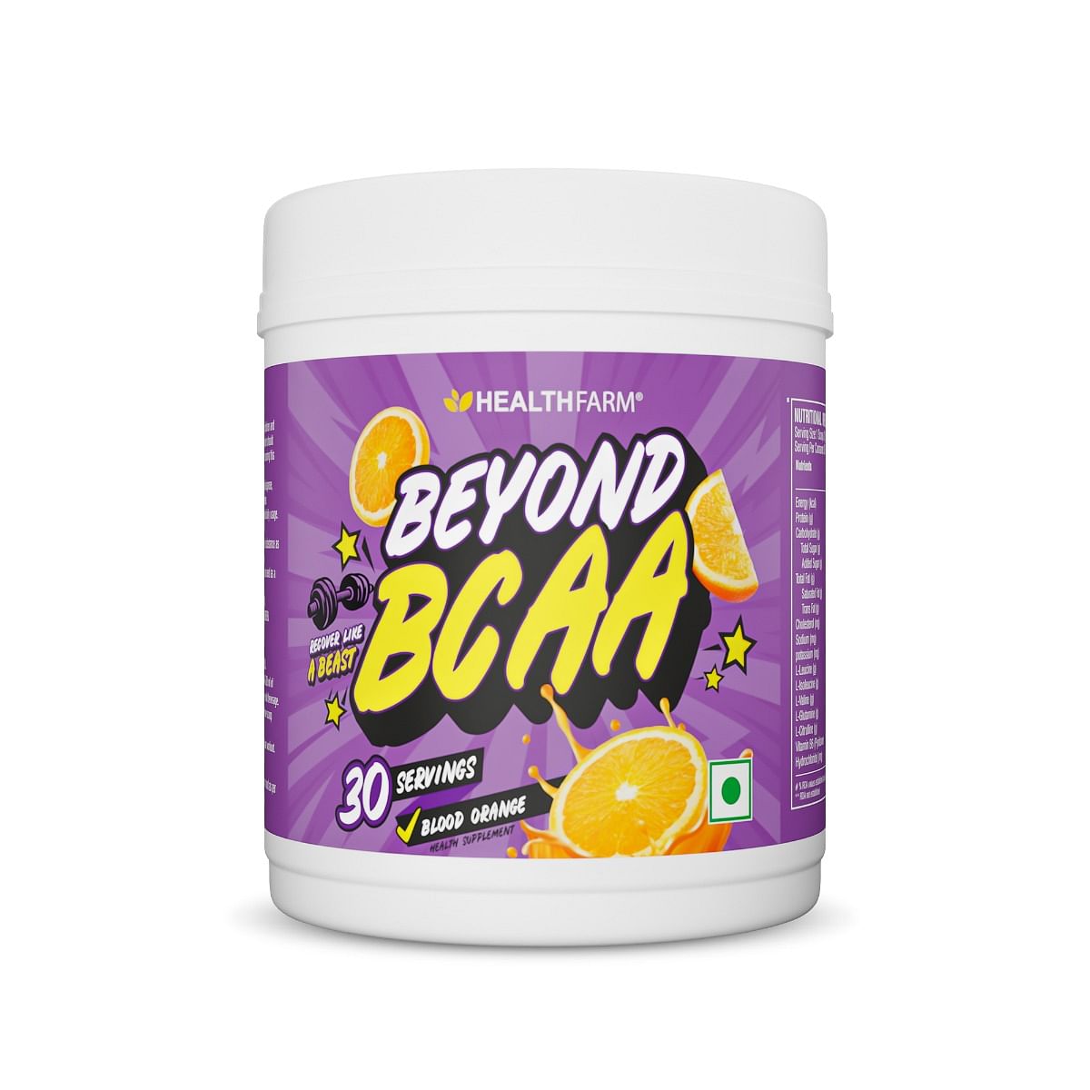

HEALTHFARM Beyond BCAA 30 Servings for Muscle Recovery & Performance Pre Workout (360 g, Blood Orange)