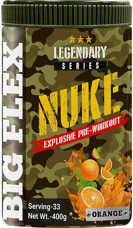 

Bigflex Nuke Pre-Workout PowderIn Orange Flavour, 400 Gm