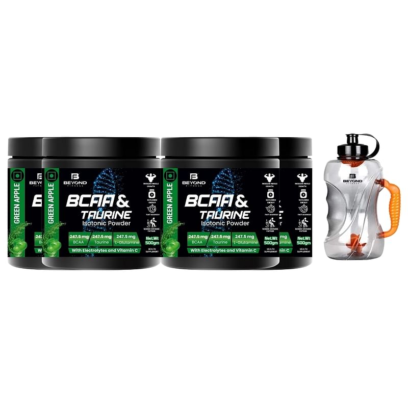 

Beyond Fitness BCAA & TAURINE Isotonic Energy Drink With Electrolytes and vitamin c (Pack of 4) with 1.5 Gallon Bottle