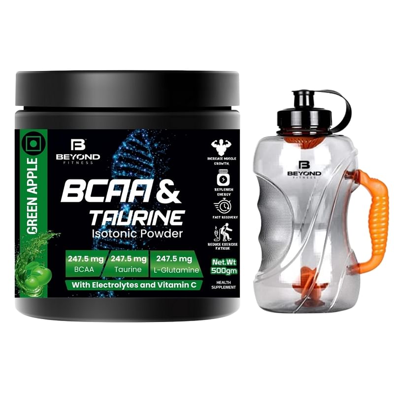 

Beyond Fitness ISOFIT PRO Combo | BCAA 247.5 mg , L-Glutamine 247.5 mg , Taurine 247.5 mg (Isotonic energy drink 500gm + 1.5 ltr Gallon Shaker Bottle)