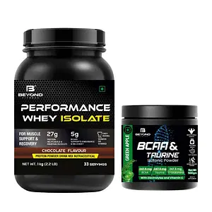 Beyond Fitness ISO power Combo (Performance whey isolate protein  1kg-BCAA isotonic energy drink 500mg)