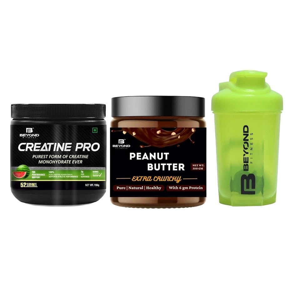 

Beyond Fitness Beat Em Combo (Creatine Monohydrate 156gm & High Protein Peanut butter)+ Free 400 ML Shaker