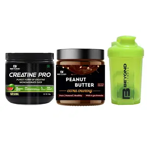 Beyond Fitness Beat Em Combo (Creatine Monohydrate 156gm & High Protein Peanut butter)+ Free 400 ML Shaker