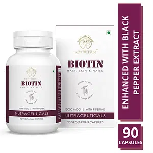 Newtreesun Biotin 10000Mcg With Piperine Vegetarian Capsule - Bottle (90)