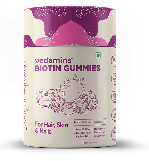 

Vedamins Biotin Gummies for Hair, Skin and Nails - Pack of 1