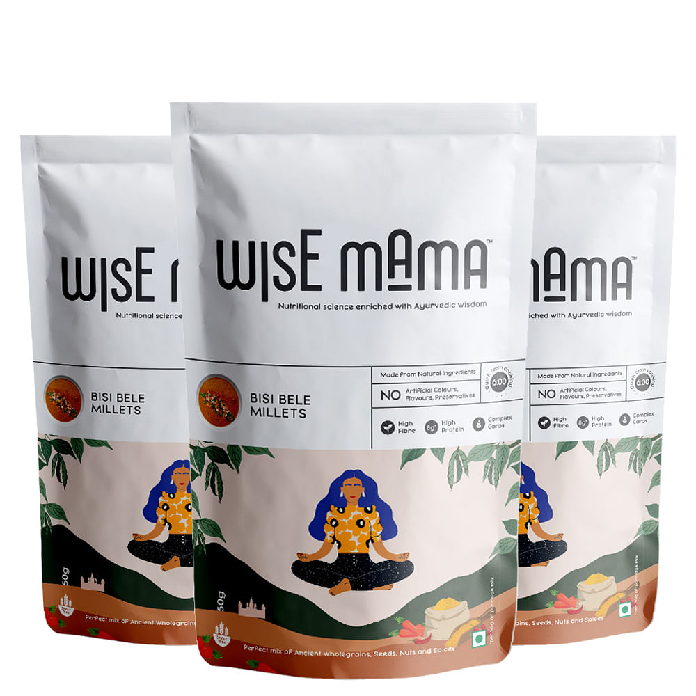 

Wise Mama Bisi Bele Millets | Breakfast Cereals | High Fibre | High Protein | Complex Carbs | Gluten Free | Ready to Cook - 50 g (Pack of 3)