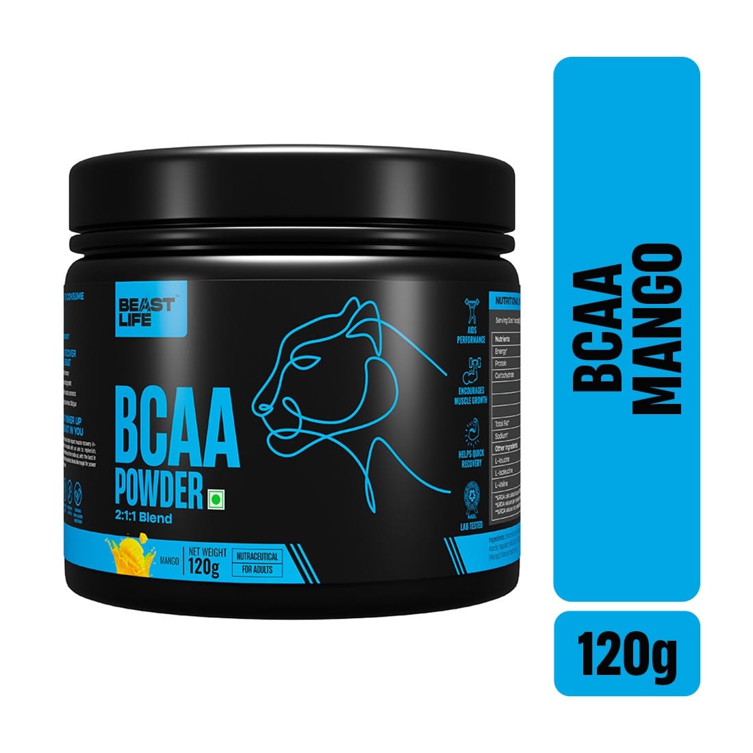 BeastLife High recovery BCAA Fruit Punch Flavour | 2:1:1 Blend, Unleash your energy, Premium Sports Nutrition, High absorbtion recovery powder for Men & Women (Mango)