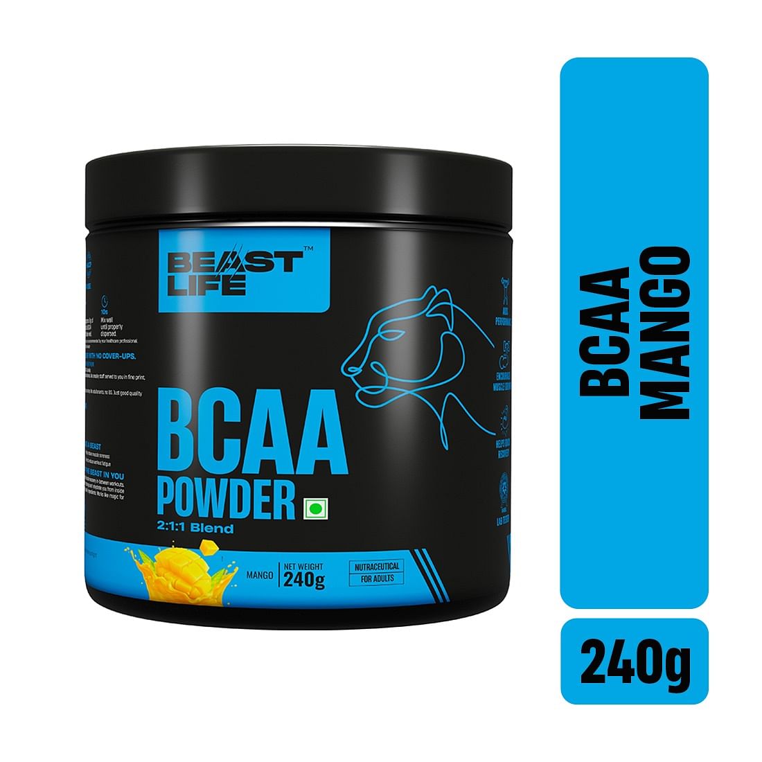 

BeastLife High recovery BCAA | 2:1:1 Blend 240g, Unleash your energy, Premium Sports Nutrition, High absorbtion recovery powder for Men & Women (24...