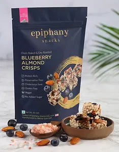 EPIPHANY SNACKS Blueberry Almond Bars Healthy and Delicious Dry Fruit Chikki Crisps Dry Fruits Energy Bars ( No Sugar Added )85gm