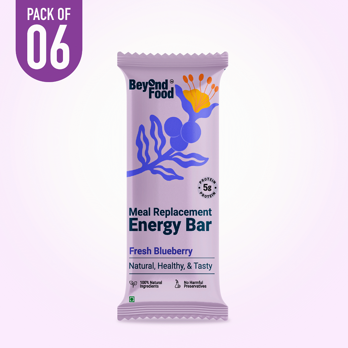 Beyond Food Meal Replacement Energy Bar - Fresh Blueberry | 6 Bars x 50gms