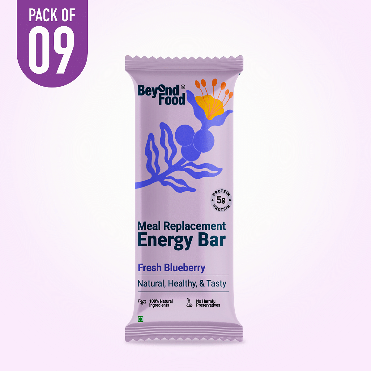 

Beyond Food Meal Replacement Energy Bar - Fresh Blueberry | Pack of 9 | 9x50g