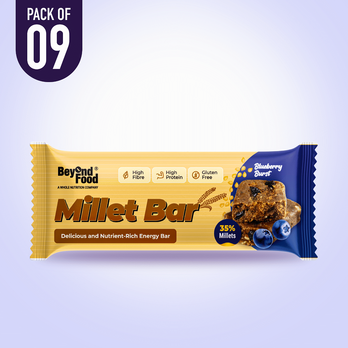 

Beyond Food Millet Bar - Blueberry Burst | Pack of 9 | 9x40g