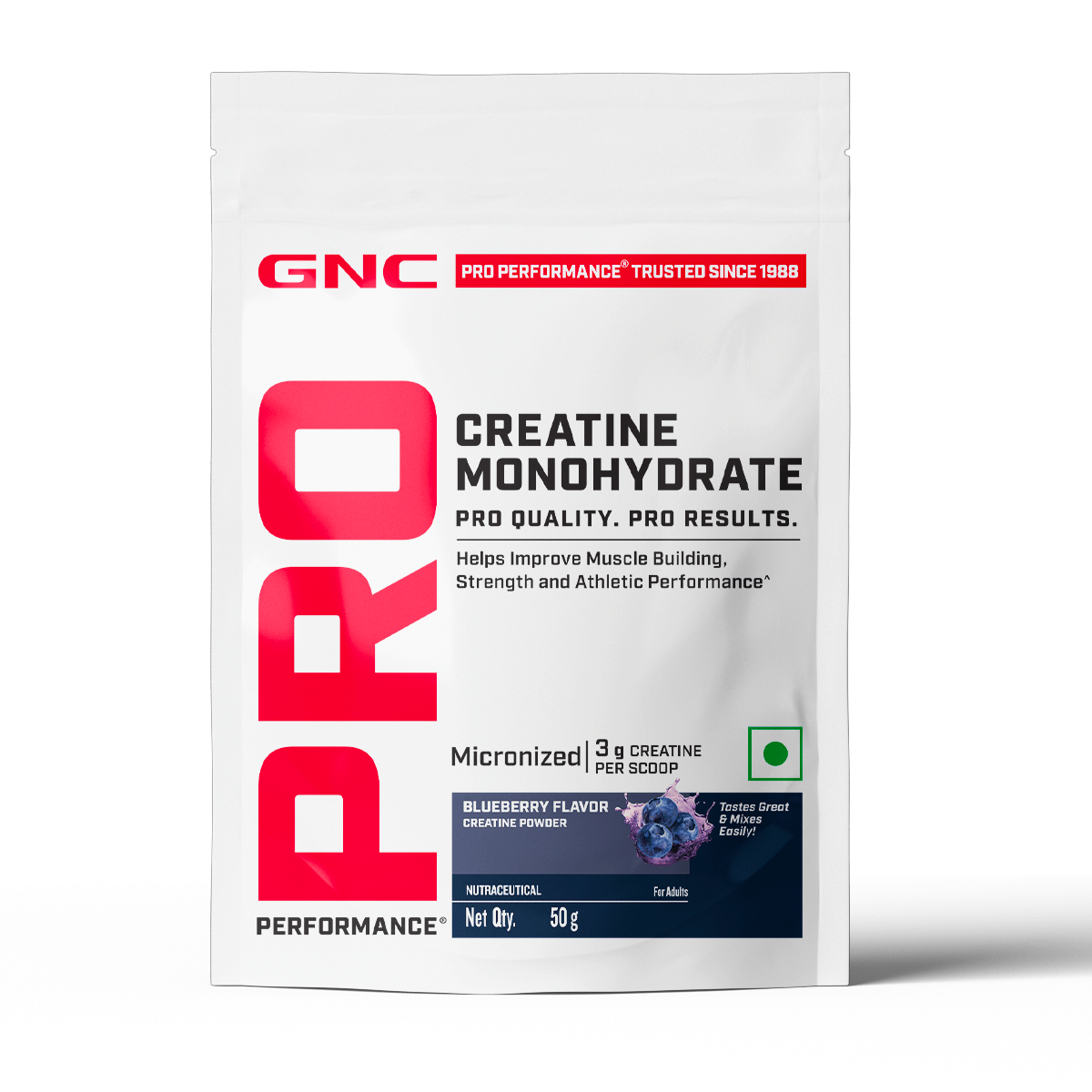 

GNC Pro Performance Pure Micronized Creatine Monohydrate Blueberry | 50 gm | Instantized | Fuels Muscles | Increase Muscle Mass | Rapid Absorption ...