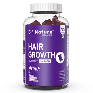 By Nature Hair Growth Gummies for Men with Biotin, Folic acid & Bhringaraj (30-Day Pack) | Added Hibiscus, Zinc, Vitamin A, B12, D3 & E | Reduces Hair Fall, Thinning & Keeps Hair Healthy and Strong