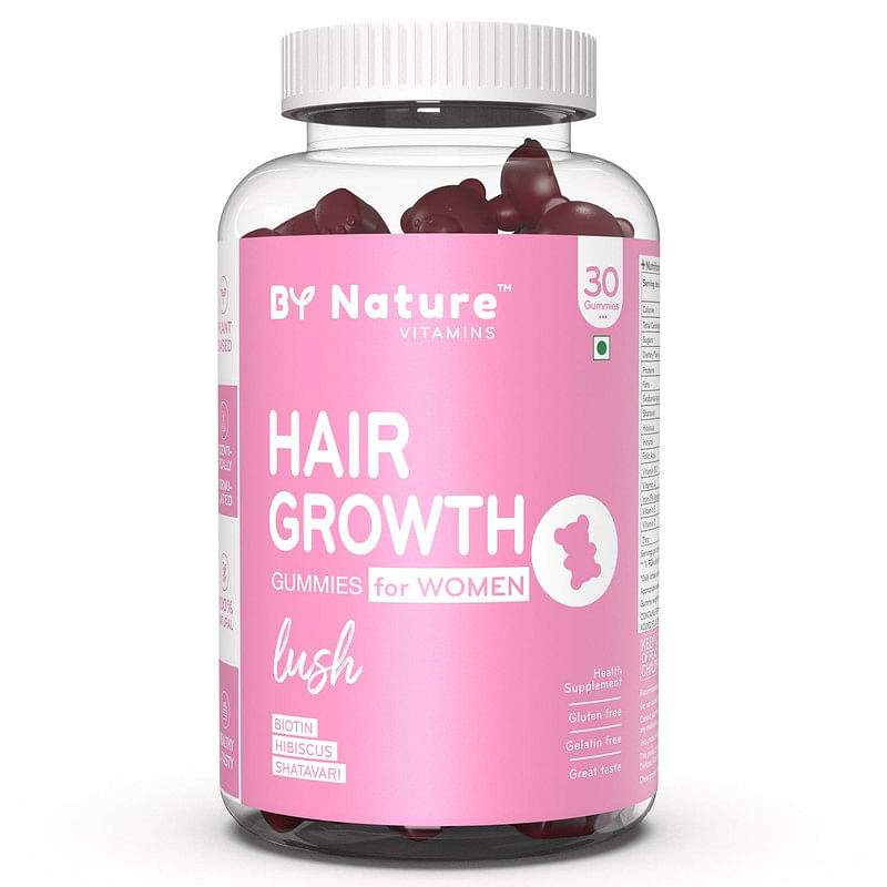 

By Nature Hair Growth Gummies for Women with Biotin, Hibiscus & Shatavari (30-Day Pack) | Added Folic acid, Zinc, Iron, Vitamin A, B12, C & E| Redu...