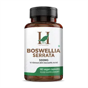 H&C Boswellia Serrata 500mg Capsules | High Strength 5:1 Extract (2500mg Equivalent) | 65% Standardised Boswellic Acid | 180 Veg. Capsules