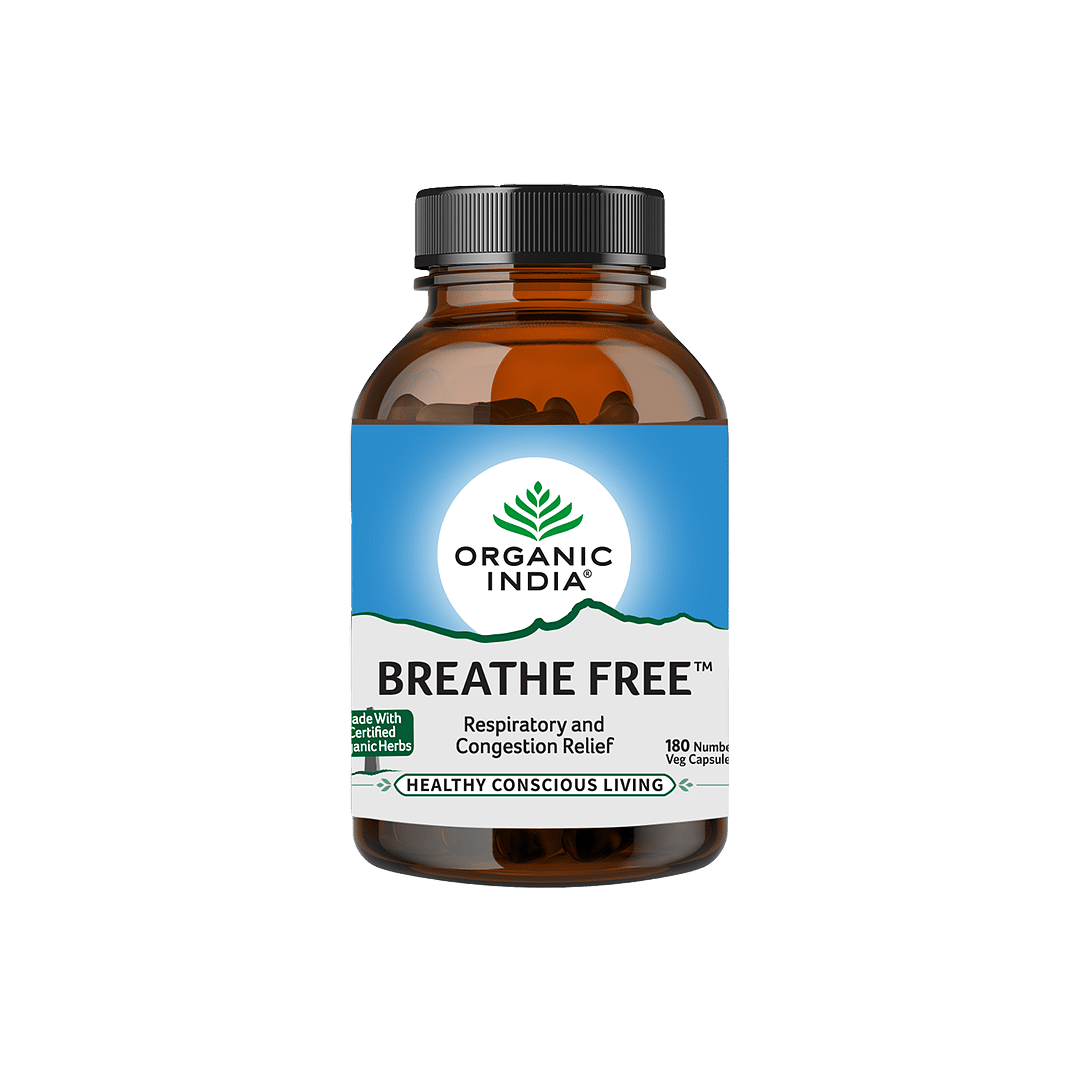 

ORGANIC INDIA Breathe Free Ayurvedic Capsule || Respiratory Disorder & Congestion || Ptect Lungs from Smoking & Pollution || Relieves Allergic Asth...