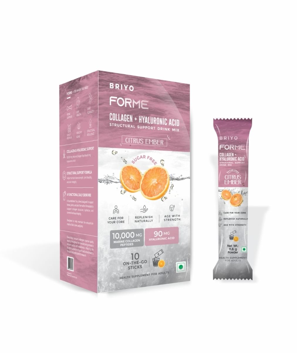 

Briyo Forme Collagen + Hyaluronic Acid | 10g Hydrolyzed Marine Collagen with 60mg Hyaluronic Acid | Orange Flavored Daily Drink Mix for Skin Hydrat...