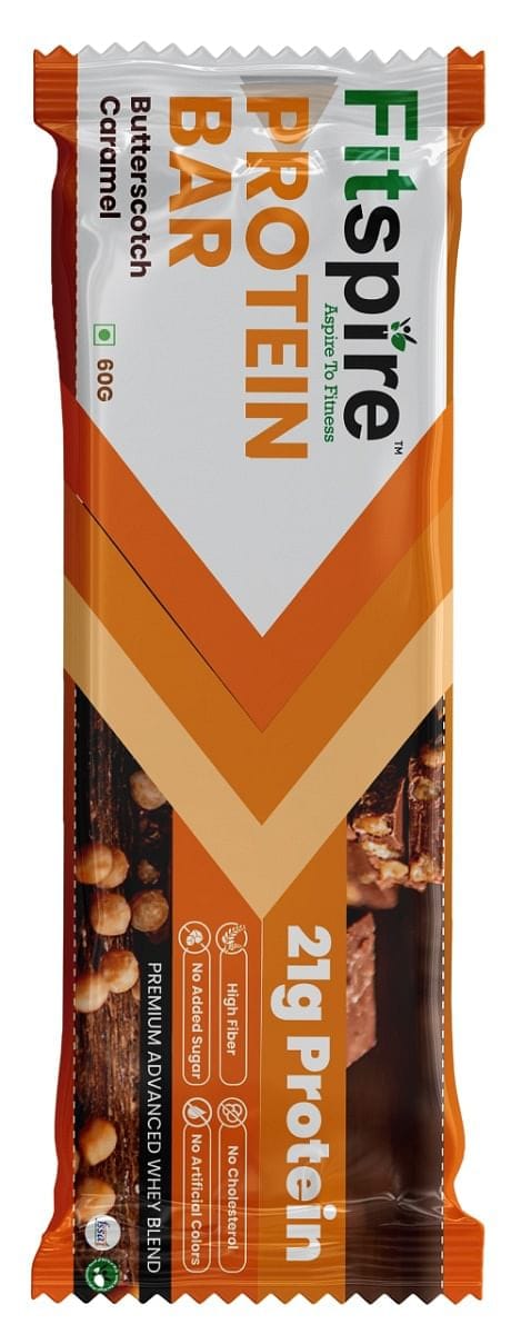 Fitspire Protein Bar - Butter scotch Caramel, 60gm | with 20.5 gm Whey Blend Protein-image-16