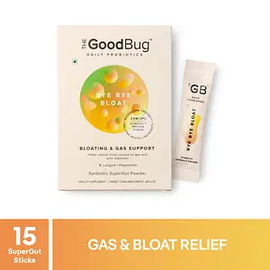 The Good Bug ByeBye Bloat SuperGut Powder for Healthy Digestion | Pre & Probiotic Supplement that helps with Bloating, Gas & Heartburn |15 Days Pack