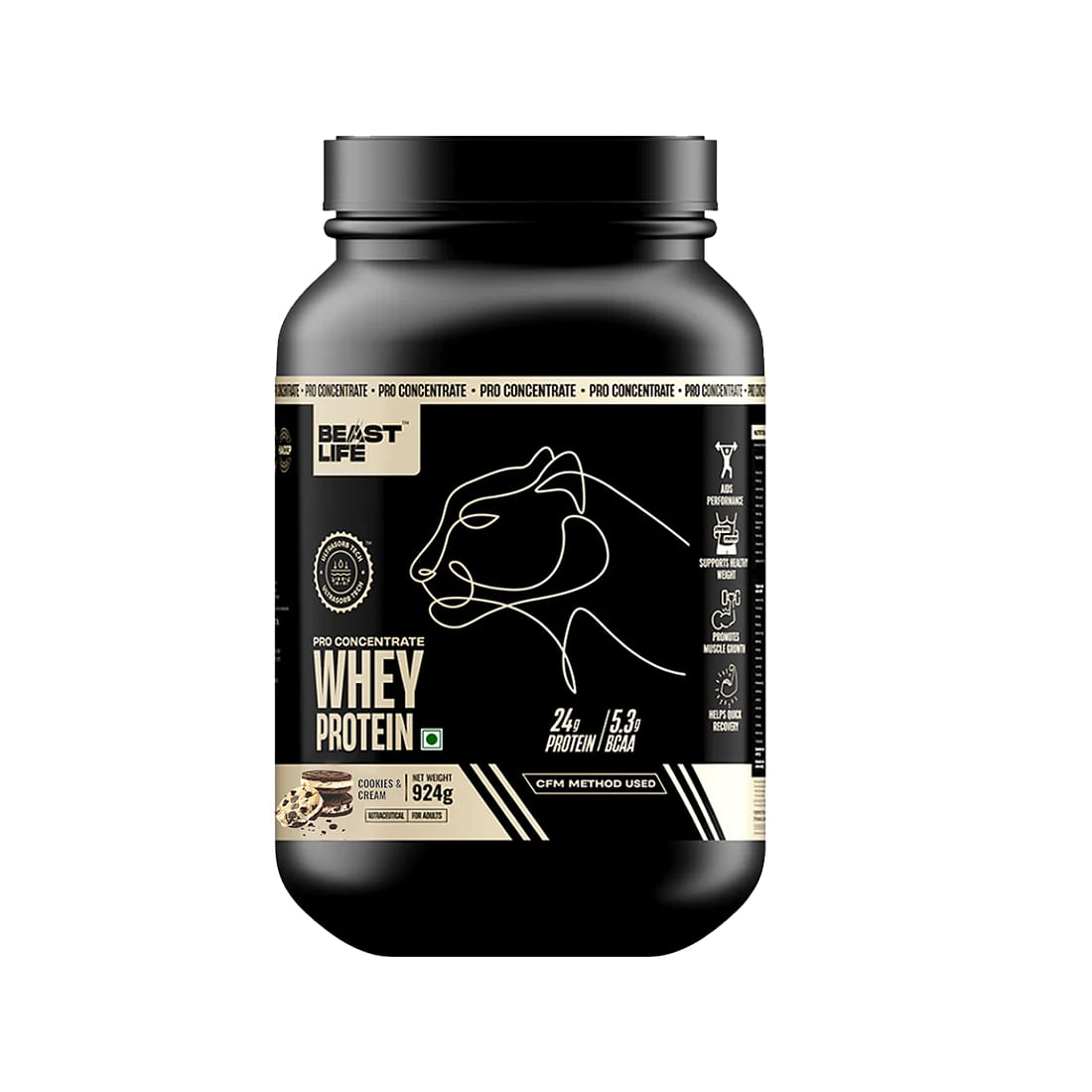 

BeastLife Whey Protein Powder Cookies & Cream With Ultrasorb Tech,24G Protein,5.3G Bcaa,Sports Nutrition|High Absorbtion Fuels Muscle|Speed Rec...