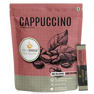 Greenbrrew Cappuccino Original Green Coffee, Instant Coffee Beverage Premix for Weight Management - (30g, 20 Sachets)