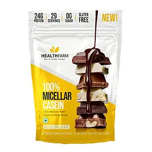 Healthfarm Micellar Casein Protein Powder 1kg |Time Released Protein,Naturally Flavoured Dutch Chocolate