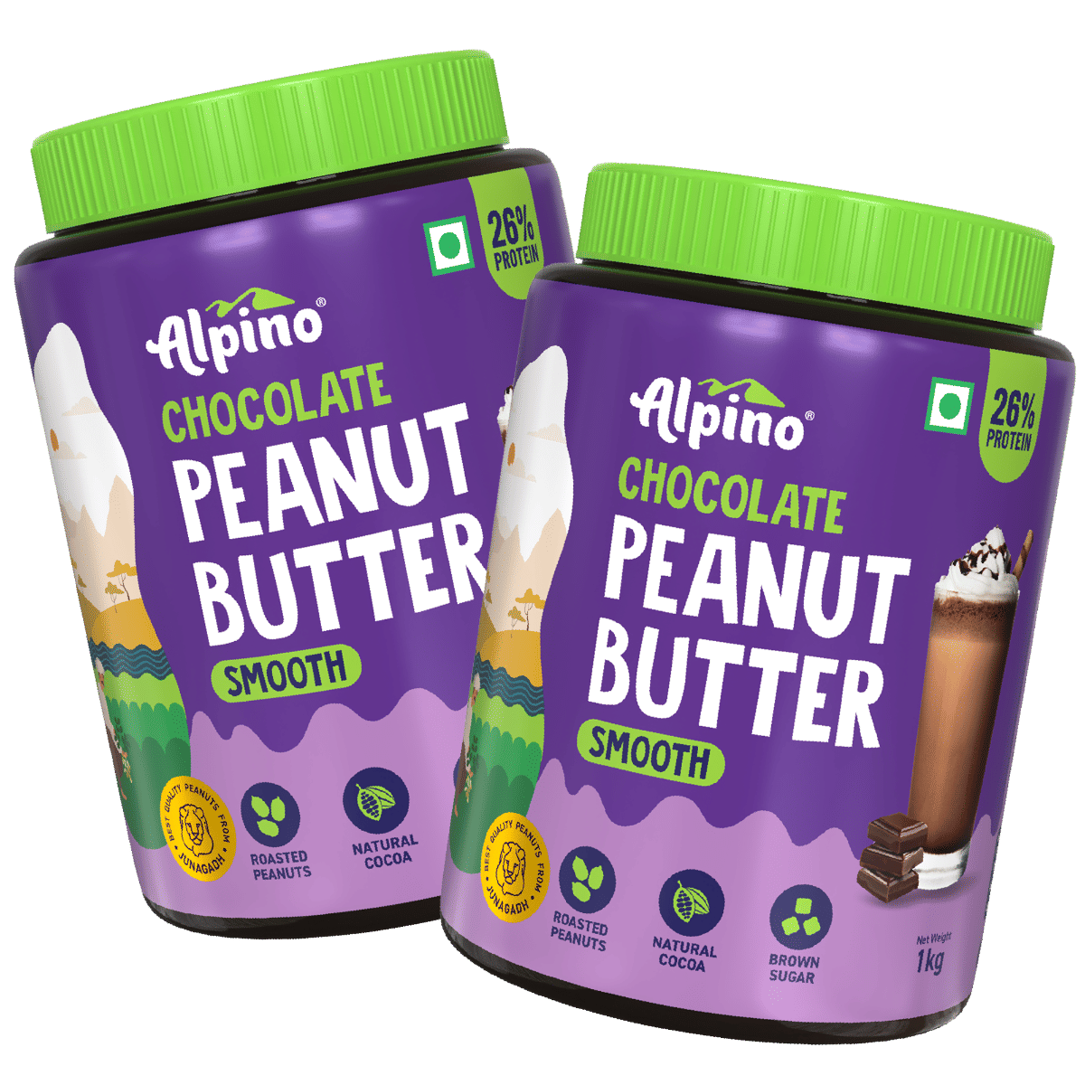 

ALPINO 26g Protein Chocolate Peanut Butter Smooth 2kg (1kg, Pack of 2) - Roasted Peanuts, Chocolate Paste & Brown Sugar - Source of Healthy Fats & ...