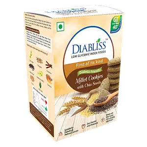 DiaBliss Diabetic Friendly Low GI Millet Cookies. (Millet Cookies with Chia Seeds, 120 Gram)