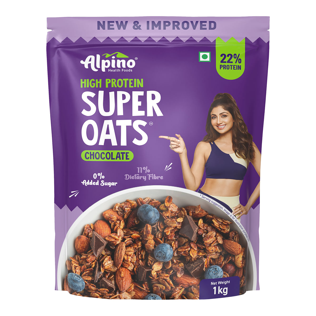

ALPINO 22g High Protein Super Oats Chocolate 1kg - Rolled Oats, Natural Peanut Butter, Cocoa Powder, Nuts & Seeds - Source of Dietary Fibre & Healt...