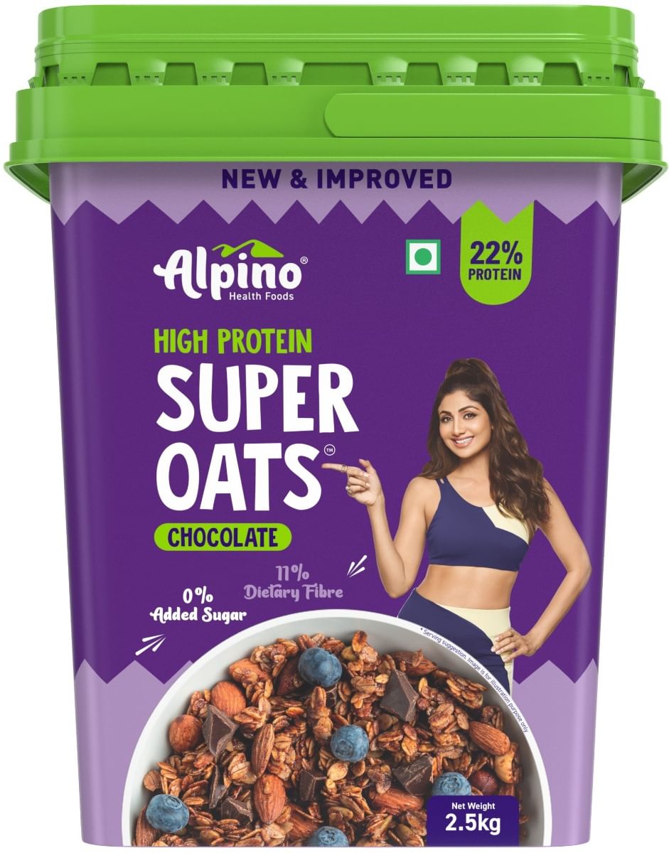 

ALPINO 22g High Protein Super Oats Chocolate 2.5 kg - Rolled Oats, Natural Peanut Butter, Cocoa Powder, Nuts & Seeds - Source of Dietary Fibre & He...