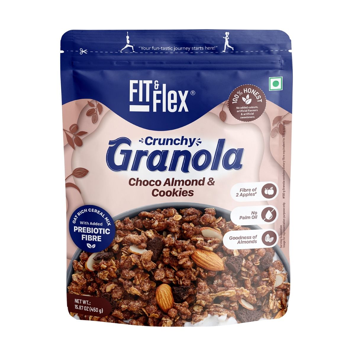 

Fit And Flex Baked Granola Breakfast Cereal - Choco Almond & Cookies - 450g