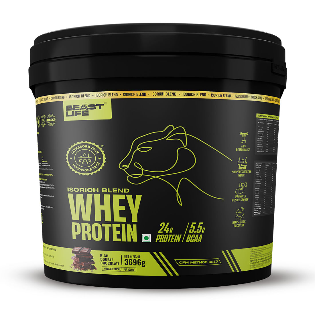 

BEASTLIFE Whey Protein Powder Isorich Blend With Ultrasorb Tech, 24G Protein & 5.5G BCAA Per Scoop|High Absorbtion Fuels Muscle|Speed Recovery ...