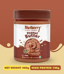 Nutberry Peanut Butter Chocolate Crunchy in Bucket 510gm | 125g Protein   |Cholesterol Free | No Hydrogenated Oil | Zero Trans-Fat 