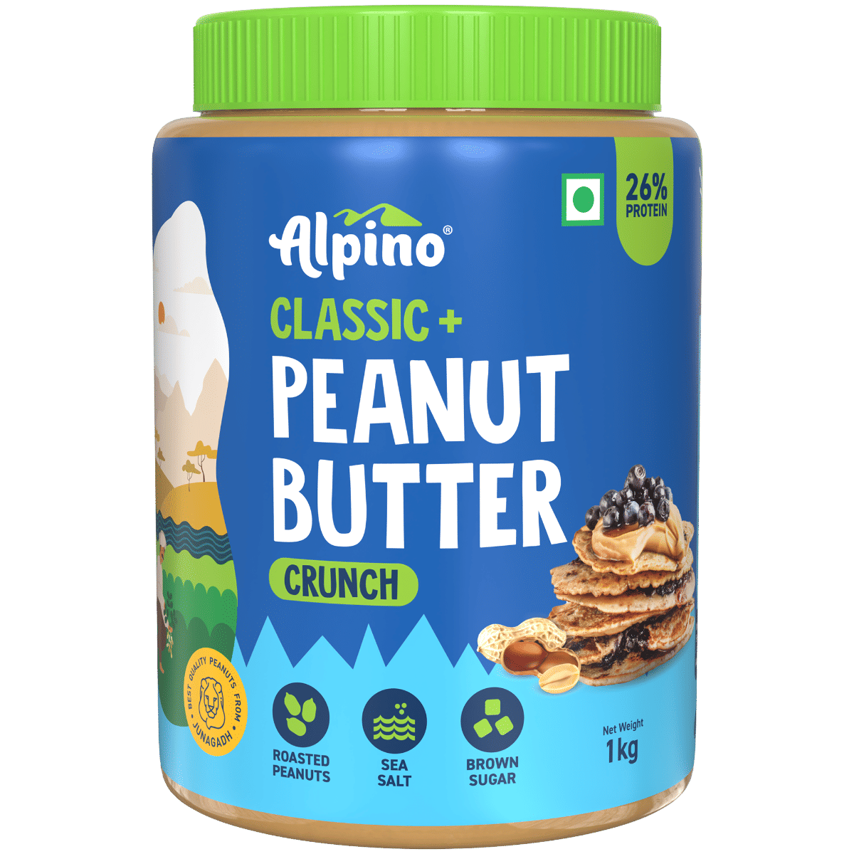 

ALPINO 26g Protein Classic Peanut Butter Crunch 1kg - Roasted Peanuts, Brown Sugar & Sea Salt - Source of Healthy Fats & Dietary Fibre