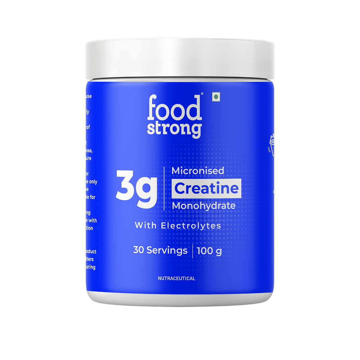 

Foodstrong Micronized Creatine Monohydrate Powder With Electrolytes – 100g (30 Servings)