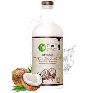 Pure Nutrition Raw Cold Pressed Organic Natural Virgin Coconut Oil For Immunity, Hair & Skin, Use As Cooking Oil, Skin Moisturizer & Hair Conditioner - 500Ml